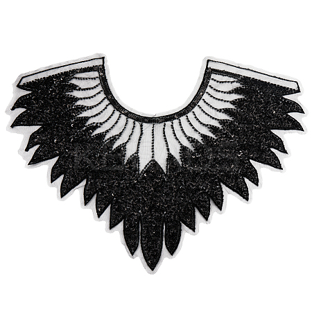 Polyester Glitter Computerized Embroidery Collar Trim DIY-WH20002-206A-1