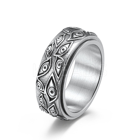 Non-Tarnish Eye Pattern 304 Stainless Steel Rotating Finger Ring PW-WG15888-05-1