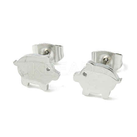 Non-Tarnish Cute Little Animal Theme 304 Stainless Steel Stud Earrings LS-EJEW-B041-02B-P-1