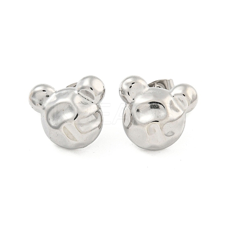 Non-Tarnish Bear 304 Stainless Steel Ear Studs EJEW-L290-018P-1