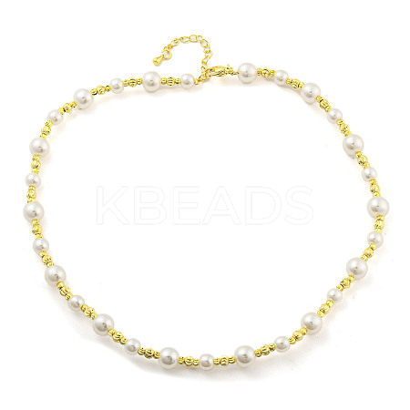 Brass Beaded Necklaces NJEW-P307-01G-1