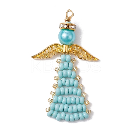 Angel Glass Seed Beads Pendants Decrotions HJEW-MZ00113-05-1
