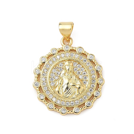 Brass Micro Pave Cubic Zirconia Pendants KK-S337-09G-B-1