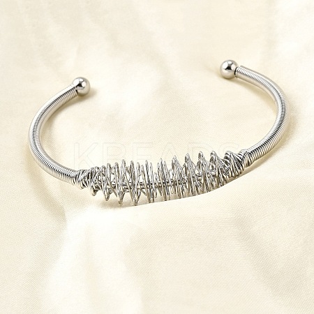 304 Stainless Steel Open Cuff Bangles BJEW-M113-03P-1