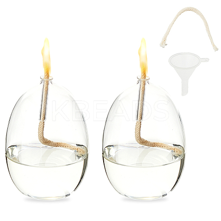 Transparent Glass Candle Holders with Candle Wick DIY-WH0308-997B-1