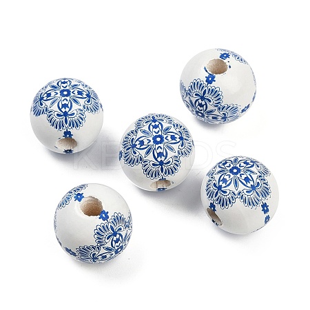 Spray Painted Wood European Beads WOOD-F017-08C-1
