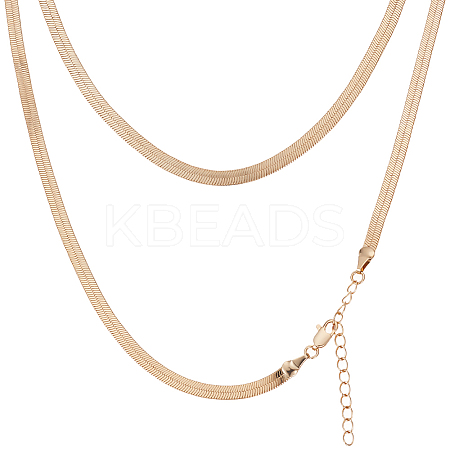 4Pcs Brass Flat Snake Chain Necklaces for Women NJEW-BBC0001-37-1