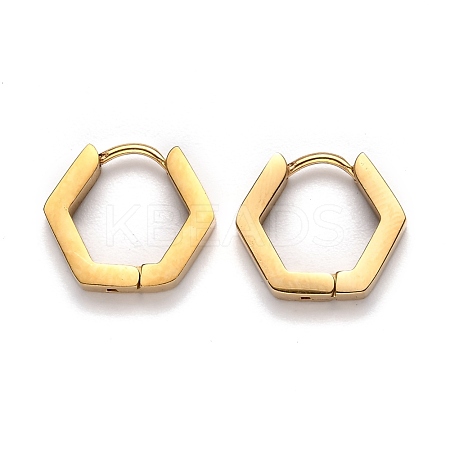 304 Stainless Steel Hexagon Huggie Hoop Earrings STAS-H156-03B-G-1