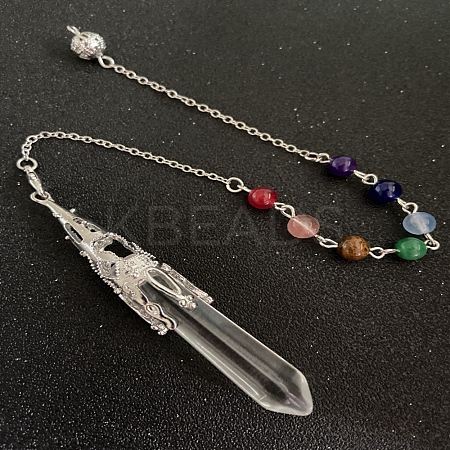 Synthetic Quartz Crystal & Mixed Gemstone Bullet Pointed Dowsing Pendulums CHAK-PW0001-051K-1-1