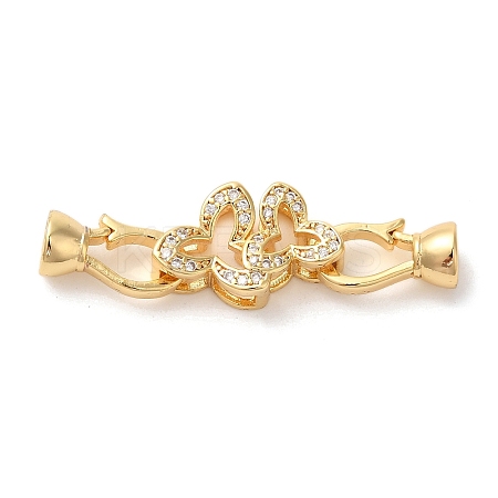 Flower Brass Micro Pave Clear Cubic Zirconia Fold Over Clasps KK-A227-28G-1