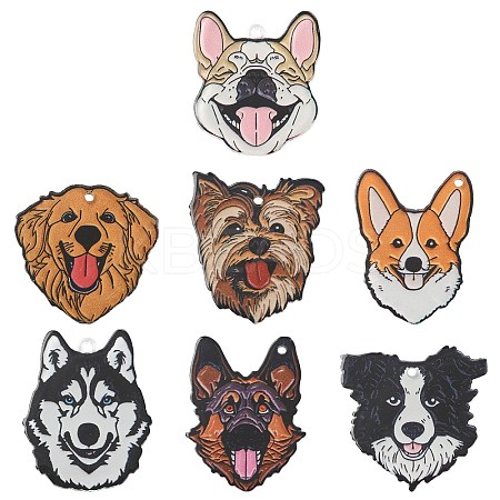 35Pcs 7 Styles Opaque Printed Acrylic Pendants OACR-CJ0002-64-1