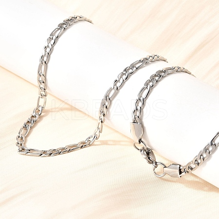 3.8MM 304 Stainless Steel Figaro Chain Necklaces for Women NJEW-B134-02B-P-1