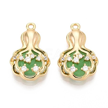 Brass Micro Pave Clear Cubic Zirconia Cat Eye Pendants KK-T071-16G-B02-1