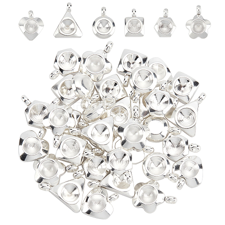 36Pcs 6 Style 304 Stainless Steel Pendant Rhinestone Settings STAS-UN0027-86-1