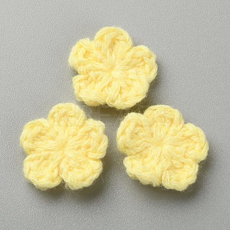 Peach Blossom Handmade Crochet Cotton Ornament Accessories AJEW-WH0326-53K-1