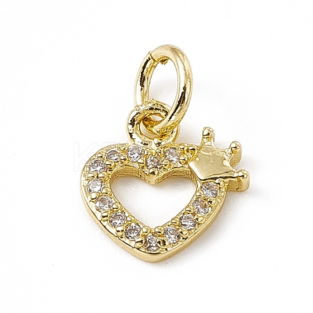 Brass Micro Pave Clear Cubic Zirconia Charms ZIRC-F132-38G-1