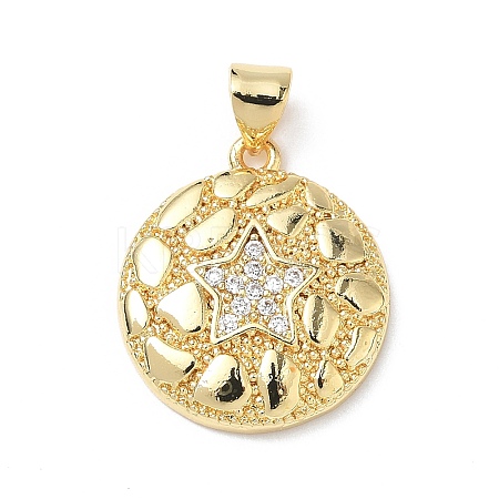 Brass Micro Pave Clear Cubic Zirconia Pendants KK-L253-08G-1