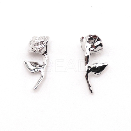 Alloy Rose Flower Nail Art Charms MRMJ-WH0077-013P-1