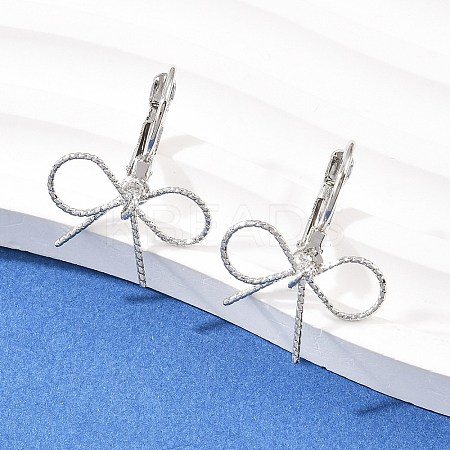 Bowknot Brass Leverback Earrings EJEW-A150-04A-P-1