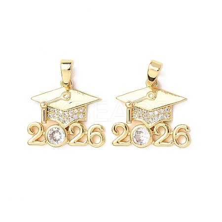 Brass Micro Pave Clear Cubic Zirconia Pendants X-KK-D223-01G-1