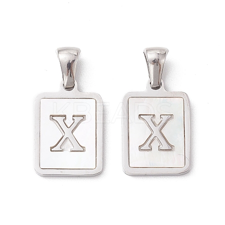 304 Stainless Steel Pave Shell Pendants STAS-G327-01P-X-1