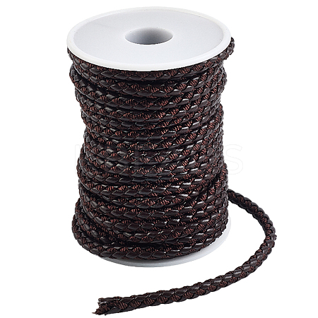 10M Round Braided PU Leather Cord LC-GF0001-13C-1