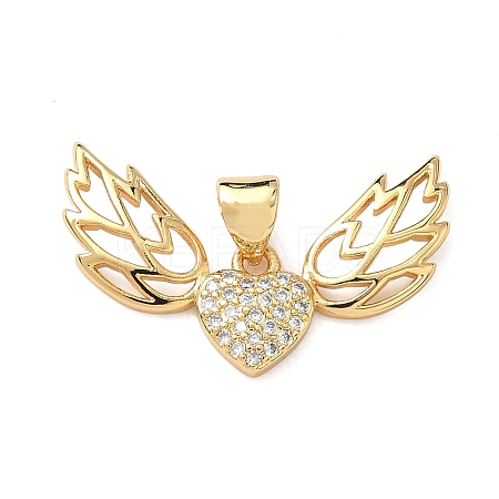 Brass Micro Pave Clear Cubic Zirconia Pendants KK-F930-23A-G-1