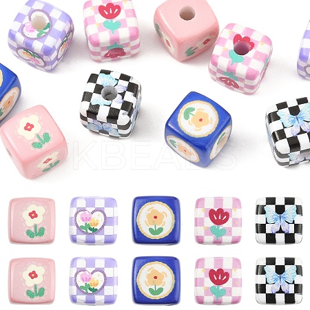 10Pcs 5 Colors Opaque Acrylic Beads SACR-YW0001-90-1
