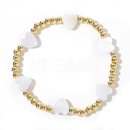 Brass Round Beads Strertch Bracelets SI5591-1-1