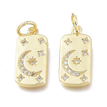 Brass Micro Pave Clear Cubic Zirconia Charms X-ZIRC-L076-054G-1