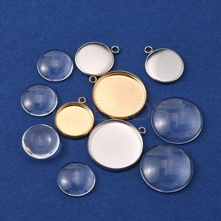 DIY Flat Round Pendant Making Kit DIY-FS0002-81-1