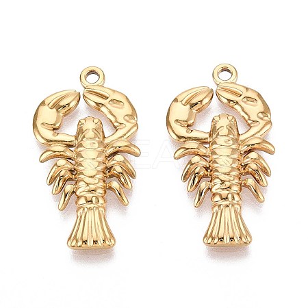 304 Stainless Steel Lobster Pendants STAS-T067-25G-1