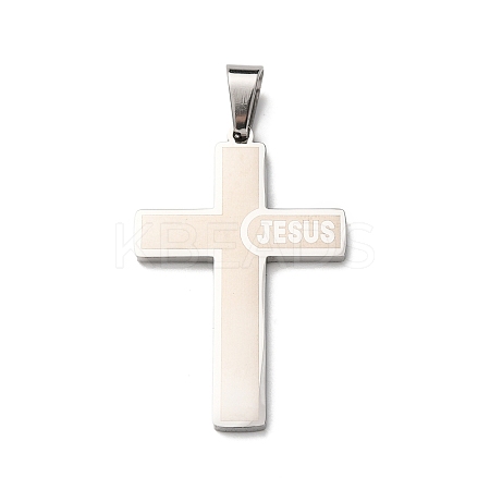 304 Stainless Steel Religion Jesus Cross Pendants STAS-F323-09P-1