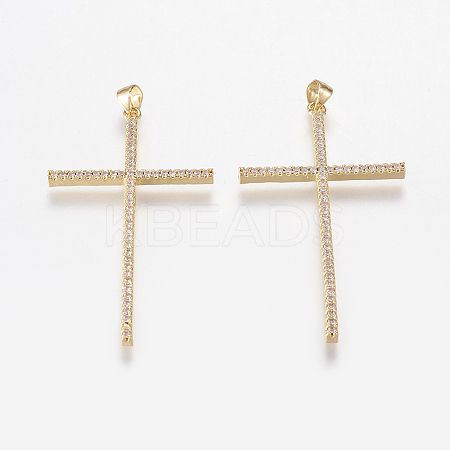 Brass Micro Pave Cubic Zirconia Big Pendants LS-ZIRC-L067-16-G-NR-1