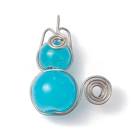 Imitation Jade Glass Bead Pendants PALLOY-JF02479-03-1
