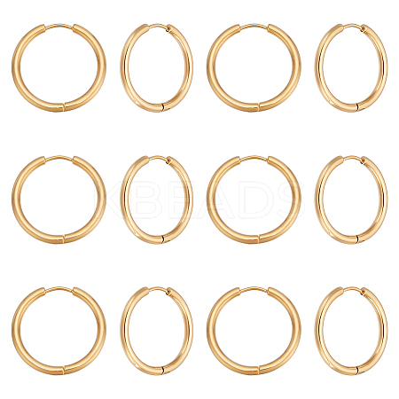 12Pairs 304 Stainless Steel Huggie Hoop Earrings EJEW-UN0003-14-1