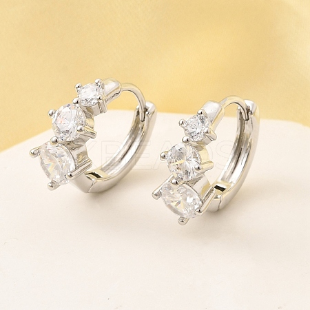 Brass Micro Pave Clear Cubic Zirconia Hoop Earrings EJEW-Z121-06P-1
