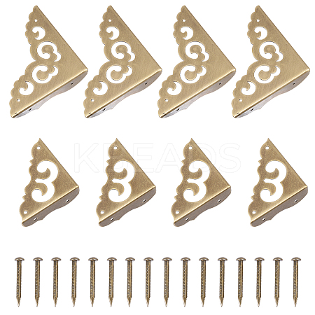 8 Sets 2 Styles Triangle Brass Corner Protectors KK-GL0001-04-1