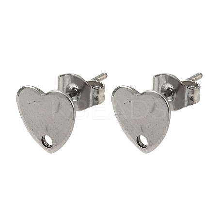 Non-Tarnish 304 Stainless Steel Heart Stud Earring Findings X-STAS-R063-37-1