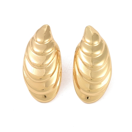 Texture Oval 304 Stainless Steel Stud Earrings for Women EJEW-K278-30G-1