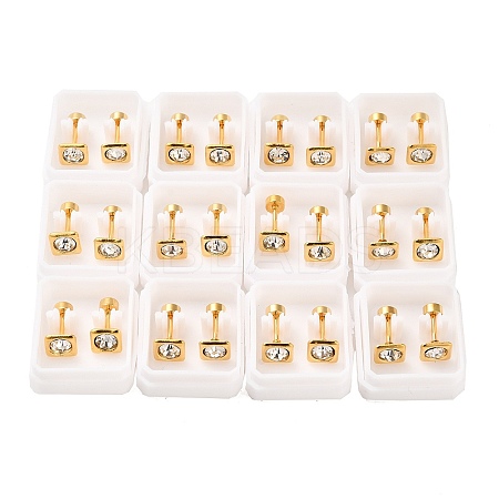 Square Crystal Rhinestone Ear Fake Plugs EJEW-H105-21G-A-1