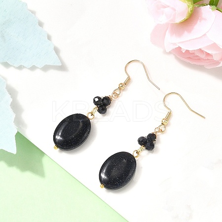 Synthetic Goldstone Oval Dangle Earrings EJEW-JE06601-02-1