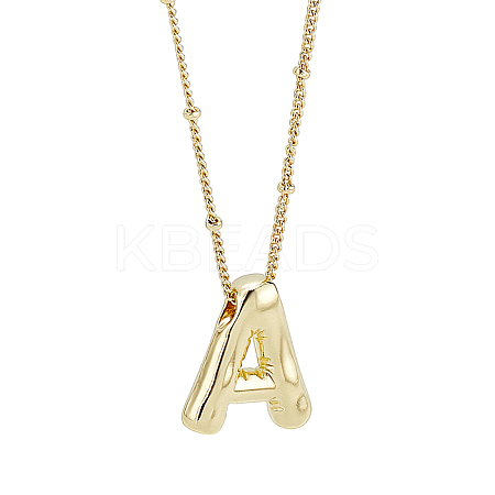 1pc Brass Chain with Alloy Letter Pendants Necklaces NJEW-LP0001-41A-G-1
