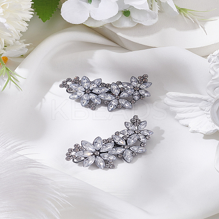 2Pcs Flower Alloy Rhinestone Hair Barrettes for Women Girls MRMJ-LP0001-02-1
