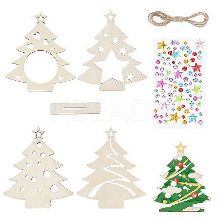Blank Unfinished Wood Christmas Tree Party Decorations DIY-SP0005-89-1
