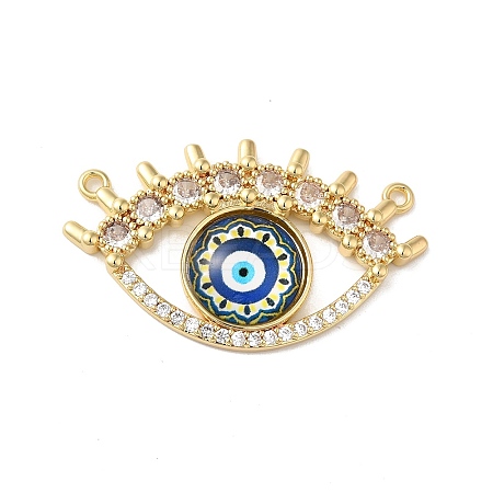 Rack Plating Brass Pave Clear Cubic Zirconia & Glass Pendants KK-G504-23G-01-1