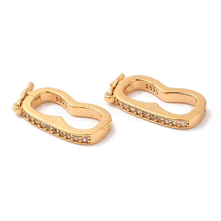 Platinum Plated 925 Sterling Silver Rhinestone Twister Clasps STER-N014-18G-1