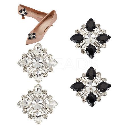 2 Pairs 2 Colors Glass Rhinestone Shoe Decorations AJEW-GO0001-88-1