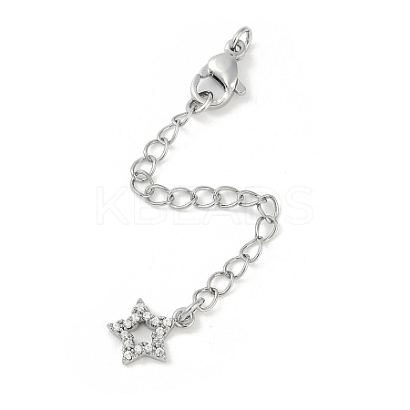Brass Micro Pave Cubic Zirconia Ends with Chains KK-U043-02P-1