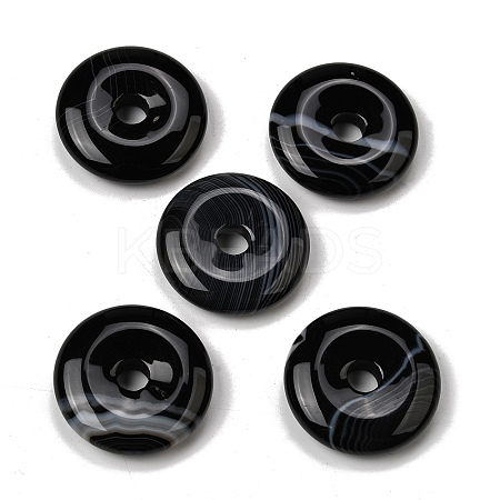 Natural Black Banded Agate(Dyed & Heated) Pendants G-F820-13A-04-1